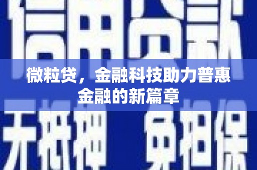惠安微粒贷，金融科技助力普惠金融的新篇章