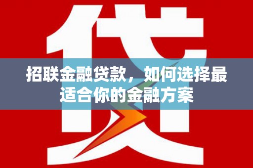 惠安招联金融贷款，如何选择最适合你的金融方案