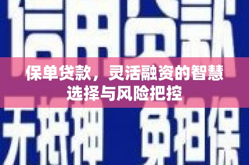 惠安保单贷款，灵活融资的智慧选择与风险把控