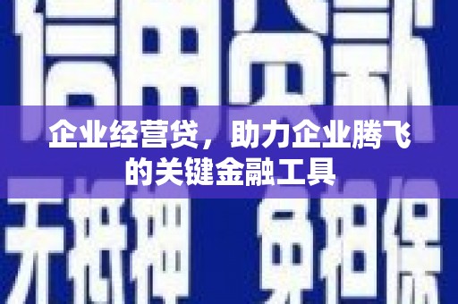 惠安企业经营贷，助力企业腾飞的关键金融工具