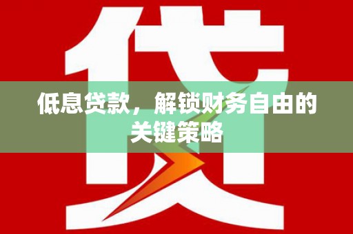 惠安低息贷款，解锁财务自由的关键策略