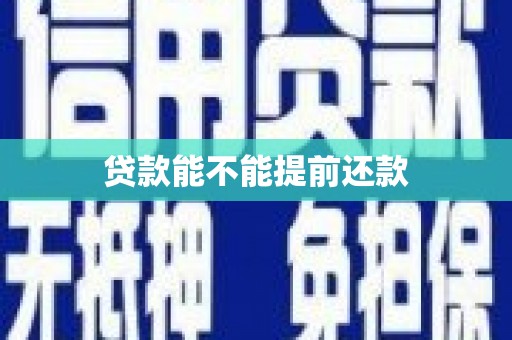 惠安贷款能不能提前还款