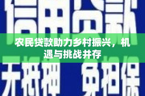 惠安农民贷款助力乡村振兴，机遇与挑战并存