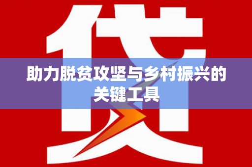 惠安助力脱贫攻坚与乡村振兴的关键工具