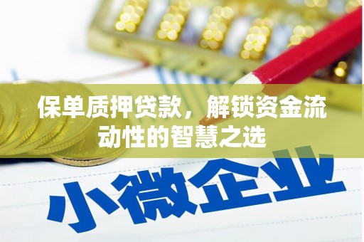 惠安保单质押贷款，解锁资金流动性的智慧之选